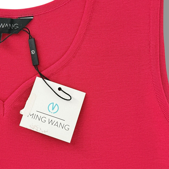 Ming Wang V Neck Acrylic Shell Tank Top Shirt Womens Size Small Deep Pink Coral - Picture 3 of 4